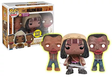 Figurine Michonne et ses 2 Zombies dans sa boite (Pop The Walking Dead / Michonne & her pets)